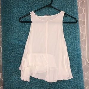 Zara White Ruffle Tank Top